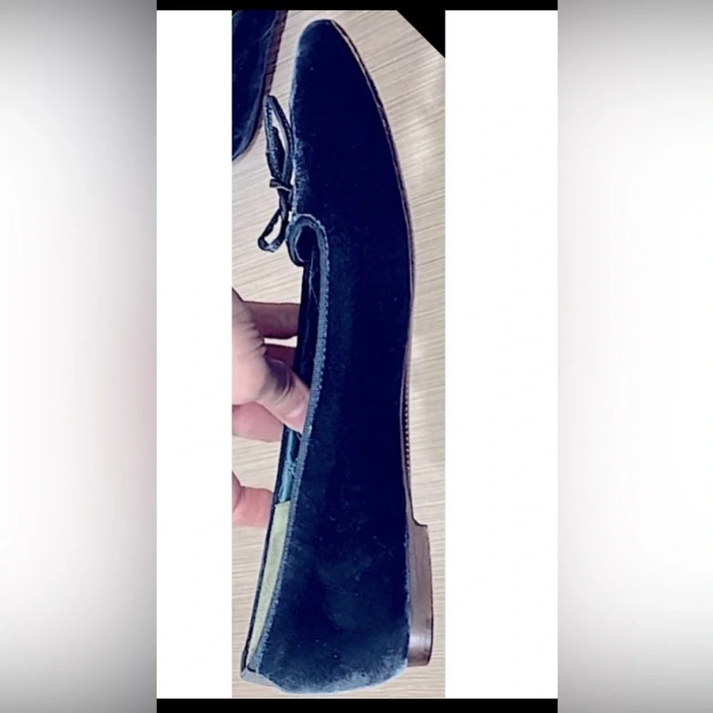 Tom Ford Velvet Bow Tie Flats Quilted Footbed Teal Blue EU /IT Size 36 = US  6.0